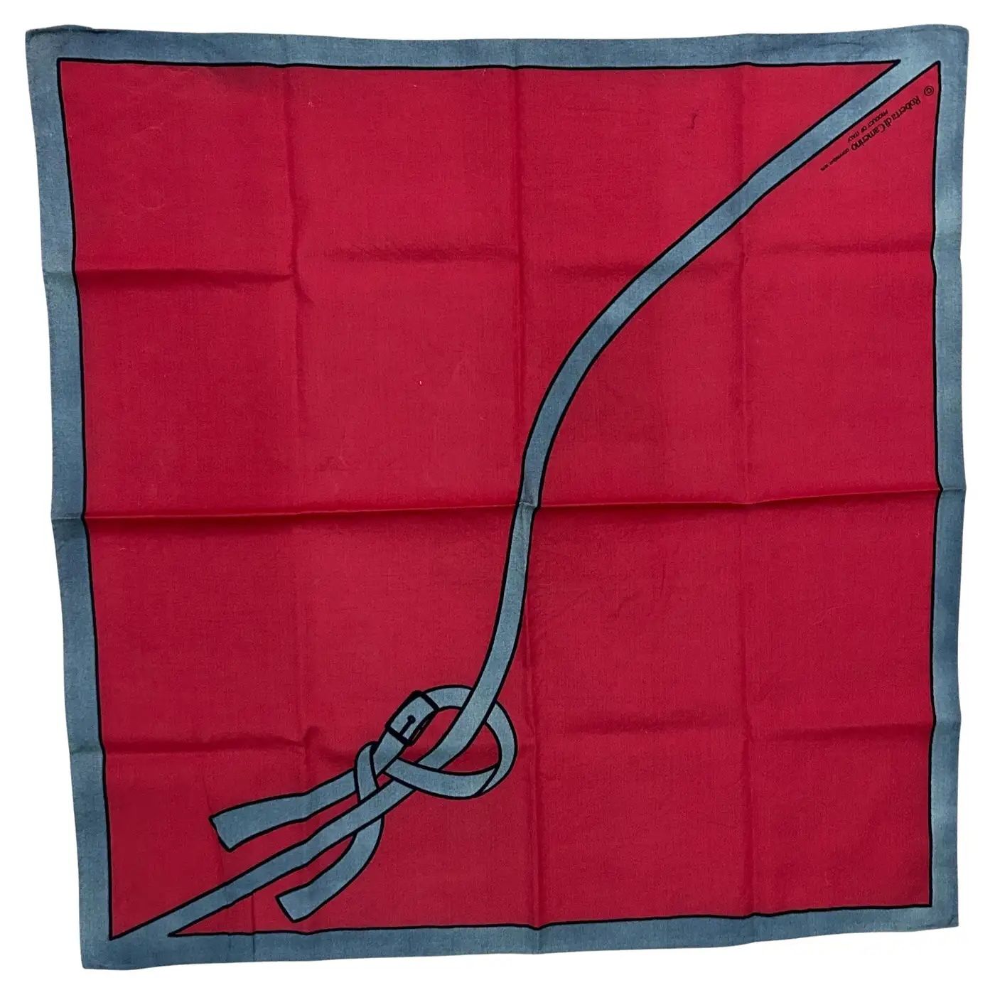 1980s Iconic Italian Red and Gray Silk Scarf by Roberta di Camerino