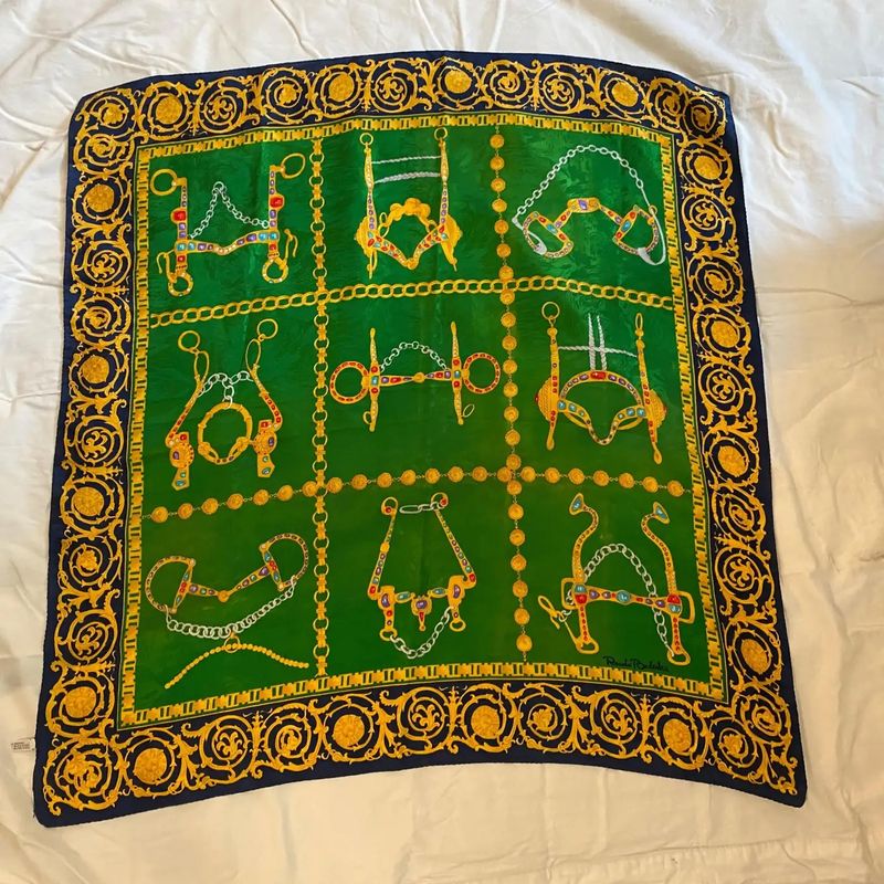 1980s Vintage Silk Color Italian Scarf Foulard by Renato Balestra