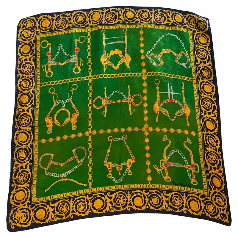 1980s Vintage Silk Color Italian Scarf Foulard by Renato Balestra