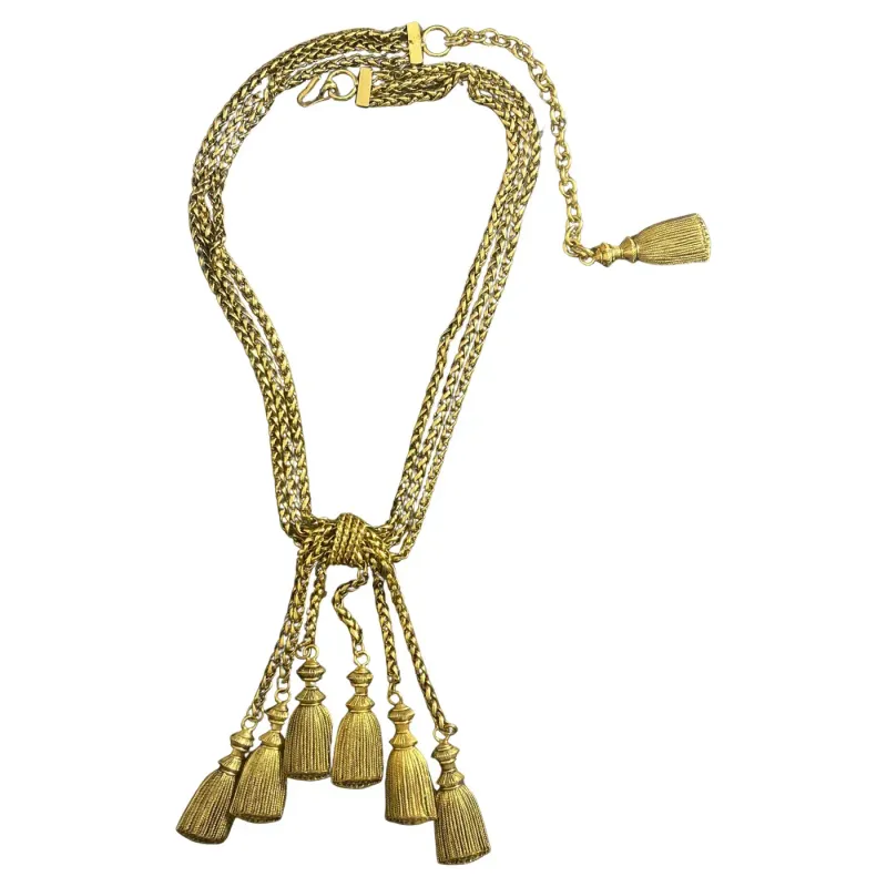 1980s Franco Moschino Gold-Toned Tassel Necklace