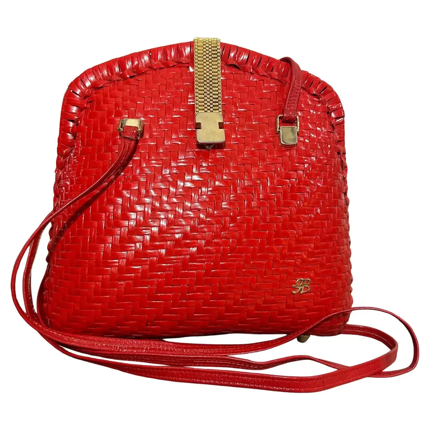 A Lovely Vintage 1960s Red Wicker Crossbody Bag