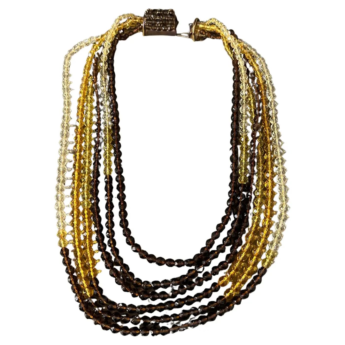 1960s Vintage Beaded crystals and Brass Multi-Strand NeckLace by Coppola e Toppo