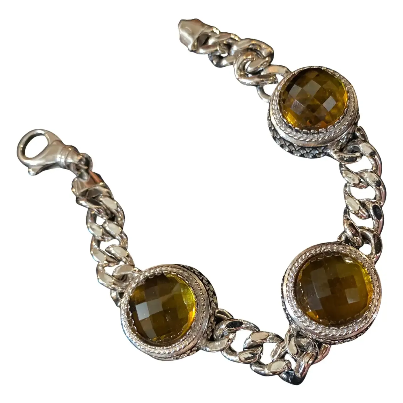 1990s Vintage Sterling Silver Chanel Chain Italian Bracelet by Anomis