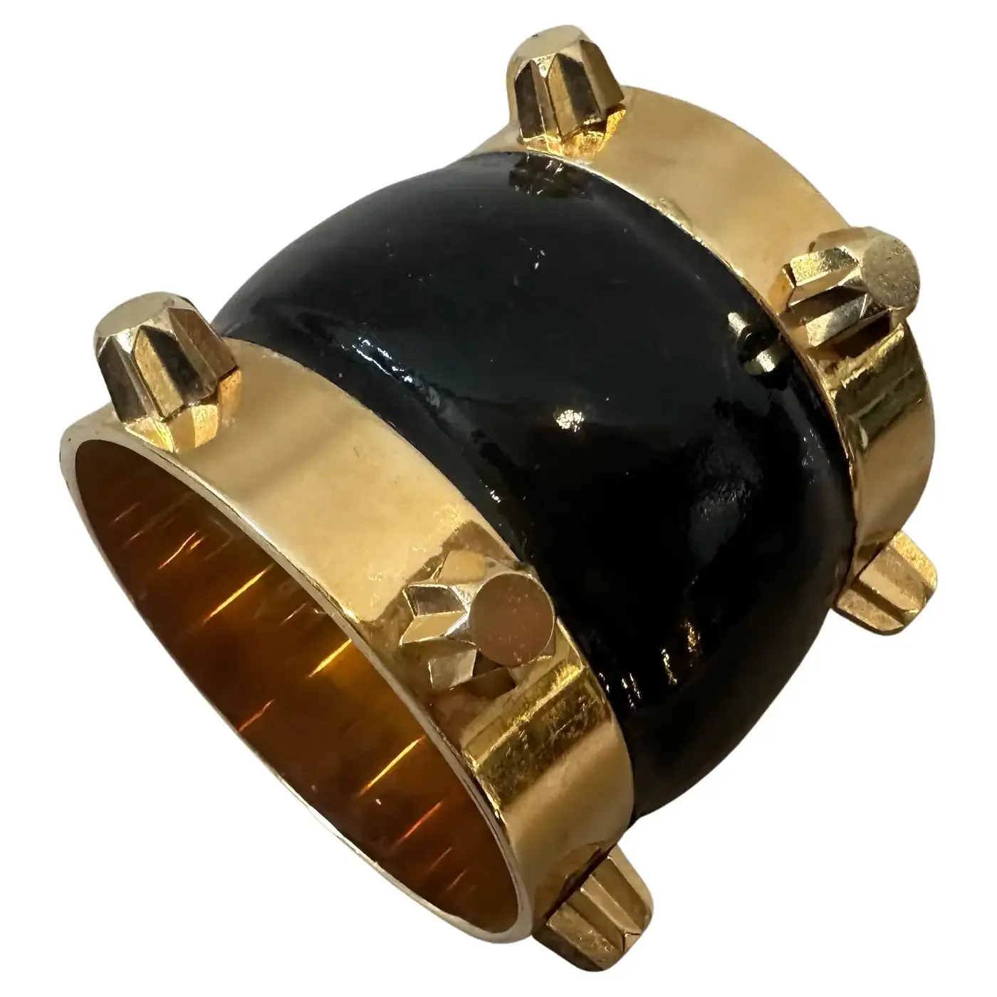 A Dsquared2 Gilded Metal and Skin Bangle Bracelet