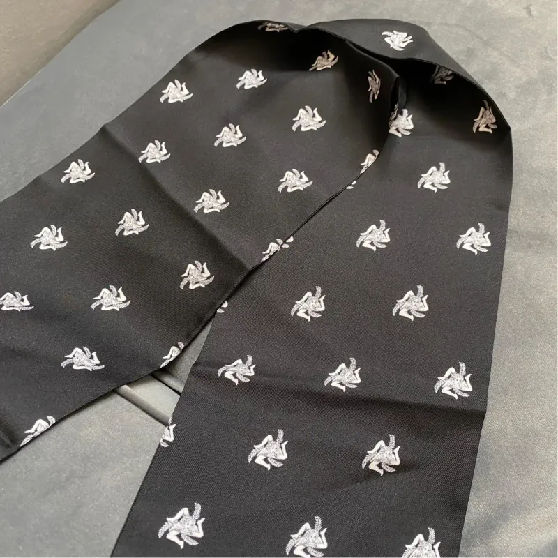 Vintage Dolce & Gabbana Black and White Sicilian Symbol Silk Scarf