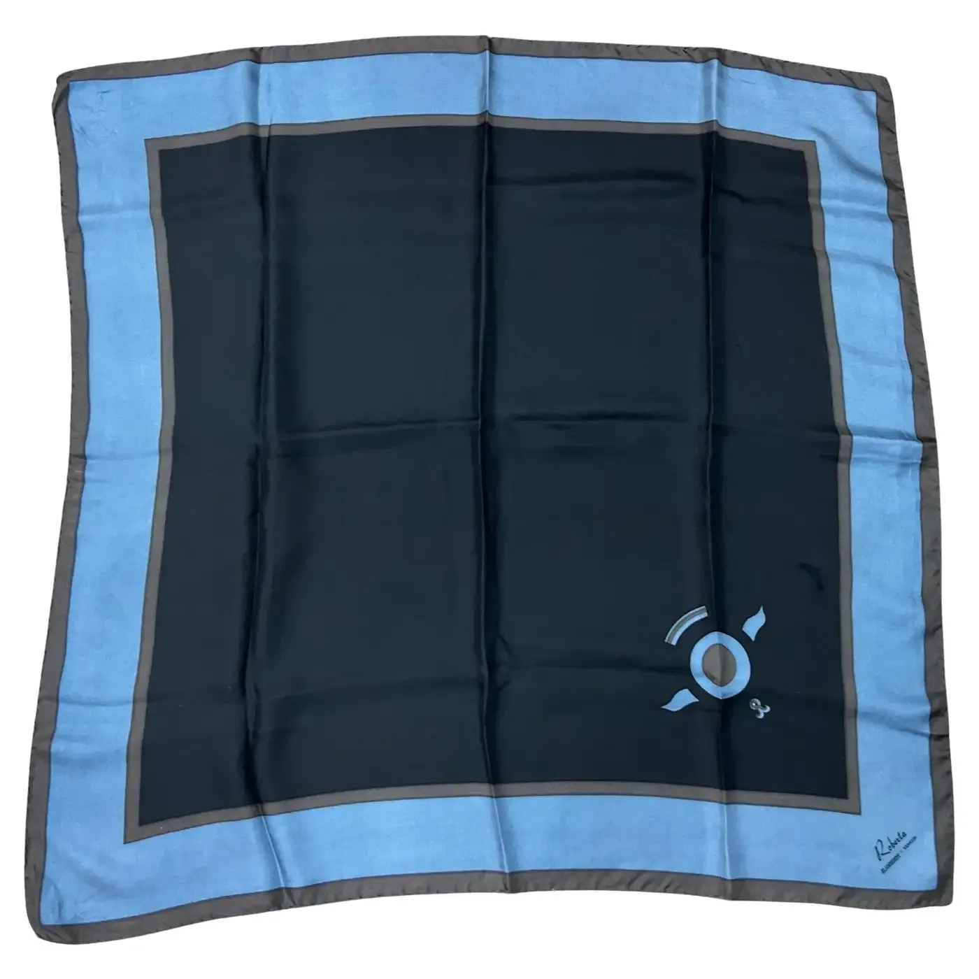 1980s Iconic Blue and Brown Silk Square Scarf by Roberta di Camerino