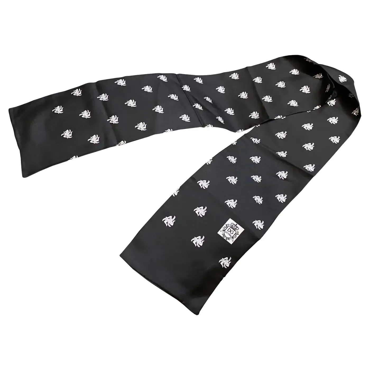 Vintage Dolce & Gabbana Black and White Sicilian Symbol Silk Scarf
