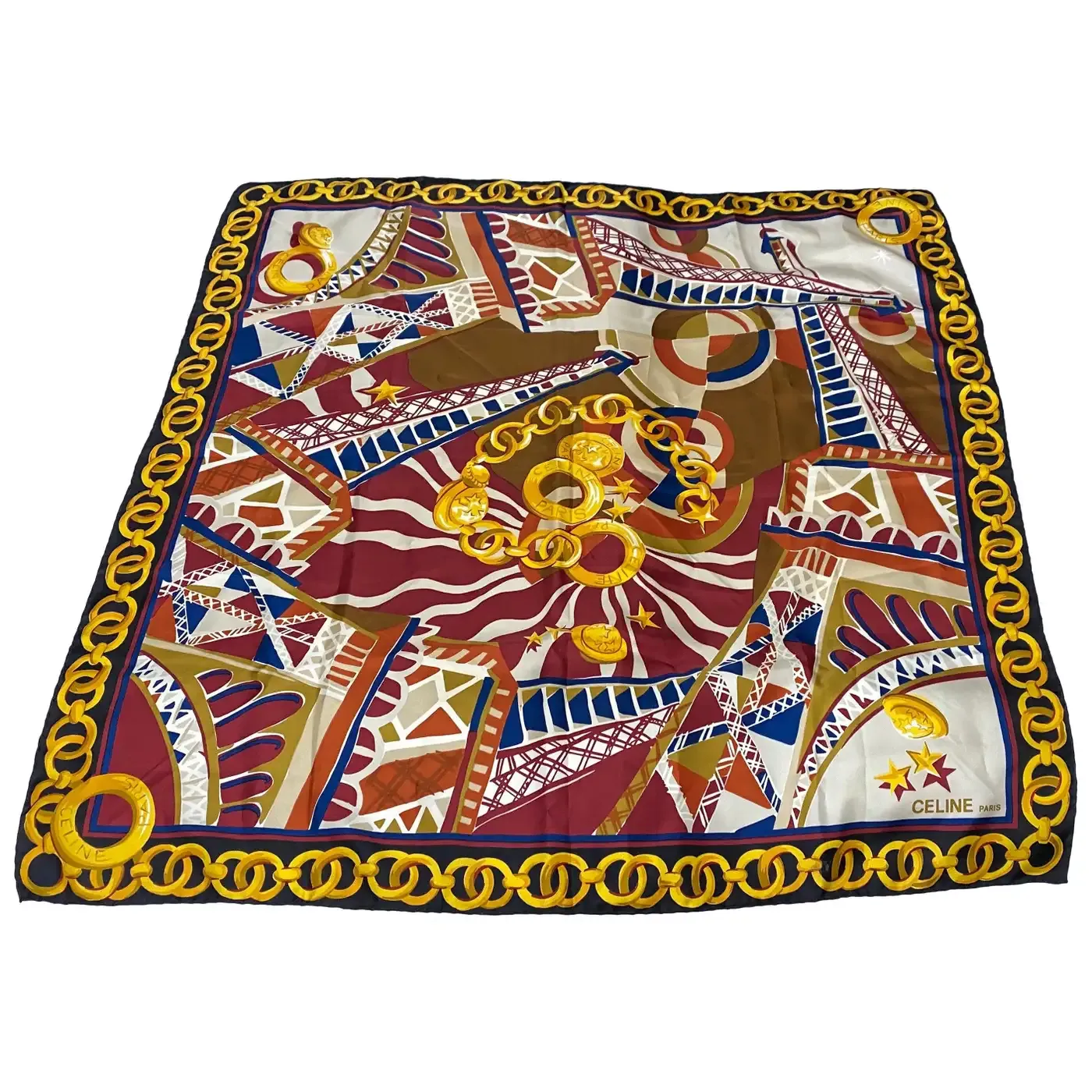 1990s Vintage Large Silk foulard by Celine Paris