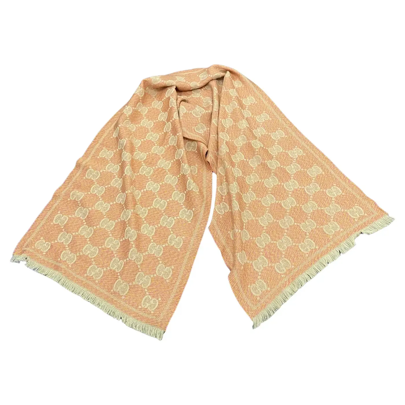 Orange and Pink Wool Gucci Continuous Logo Scarf