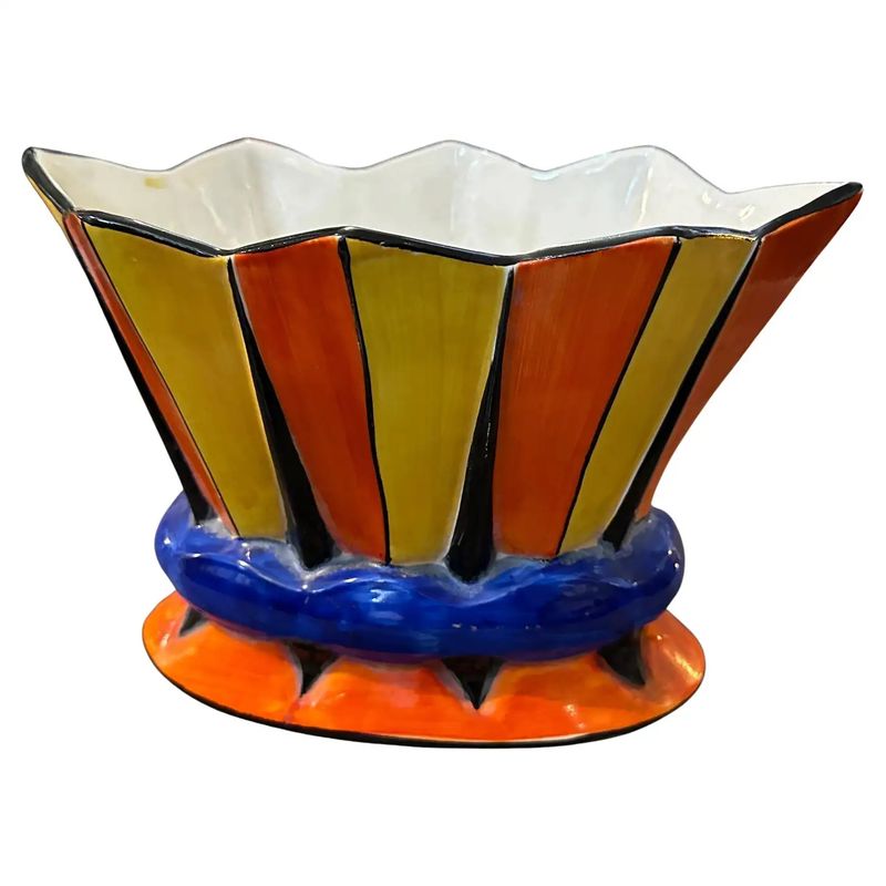1940s Art Deco Hand-Painted Porcelain Czech Vase
