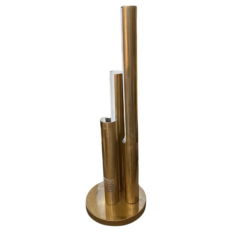 1970s Gio Ponti Style Mid-Century Modern Gilded Metal Italian Table Lamp