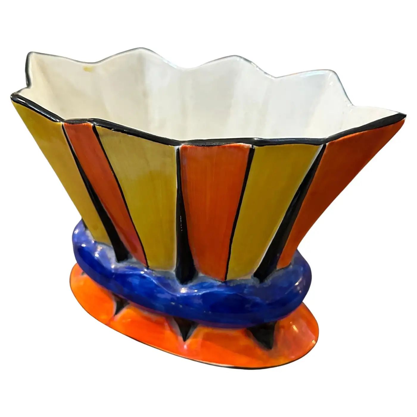 1940s Art Deco Hand-Painted Porcelain Czech Vase