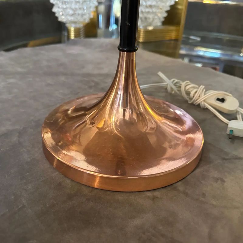 1970s Mid-Century Modern Copper and Steel Italian Table Lamp