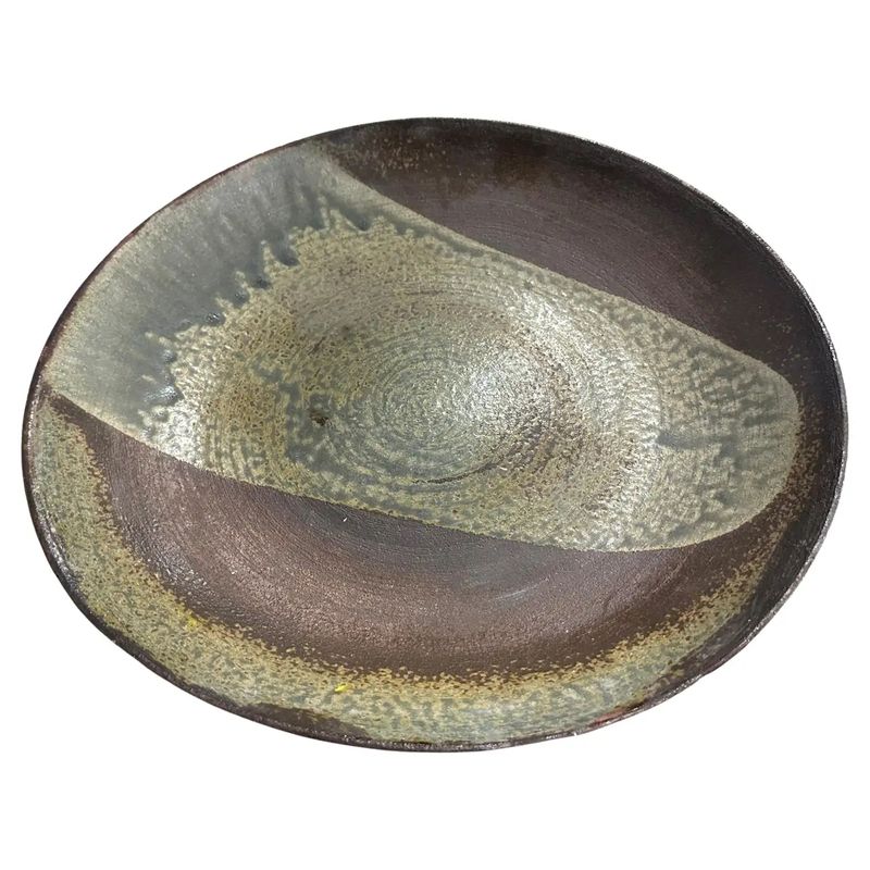 1960s Organic Modern Stoneware Large Dish By Nanni Valentini for Ceramica Arcore