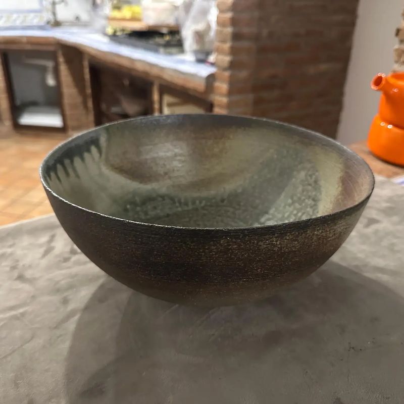 1960s Organic Modern Stoneware Bowl by Nanni Valentini for Ceramica Arcore