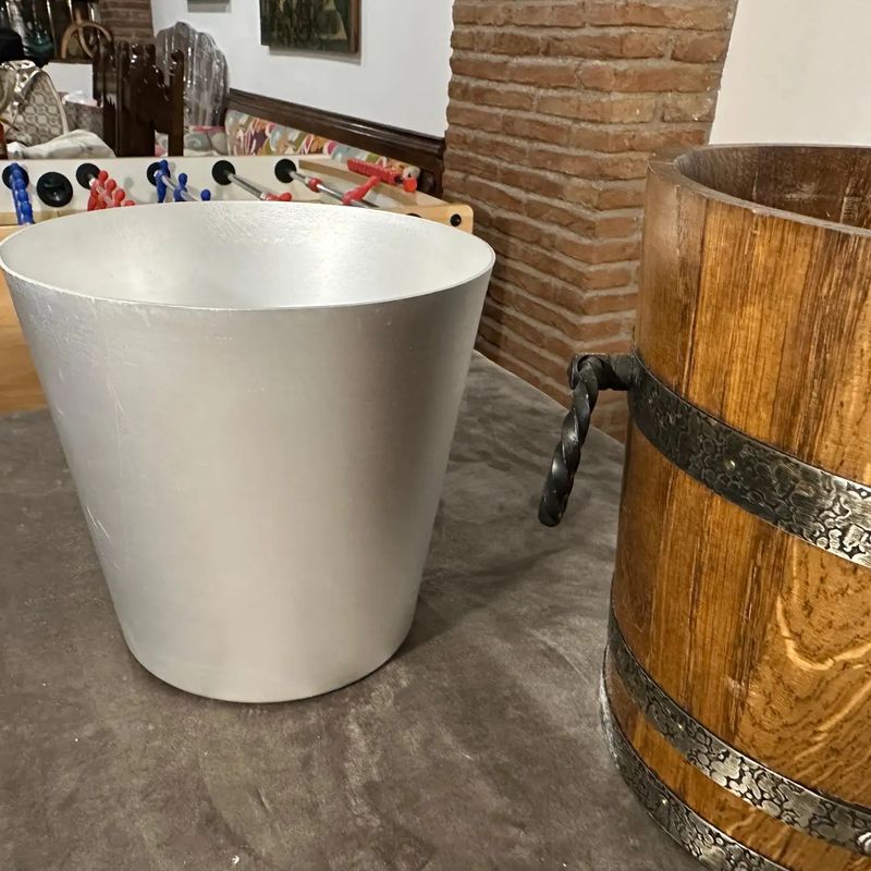 1970s Brutalist Oak Wood and Wrought Iron French Wine Cooler