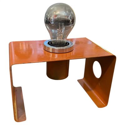 1970s Space Age Orange Painted Metal Italian Table Lamp