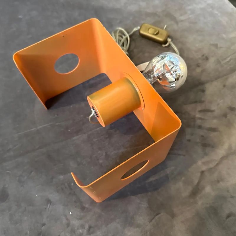 1970s Space Age Orange Painted Metal Italian Table Lamp