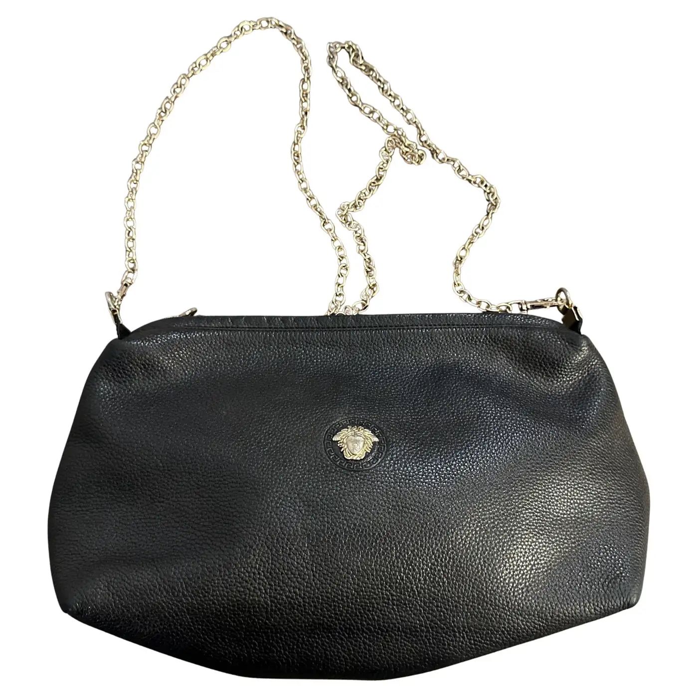 1990s Black Leather Medusa Bag by Gianni Versace 1990s Black Leather Medusa Bag by Gianni Versace