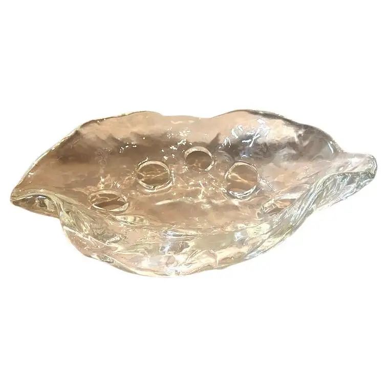 1970s Modernist Clear Murano Glass Oval Italian Centerpiece