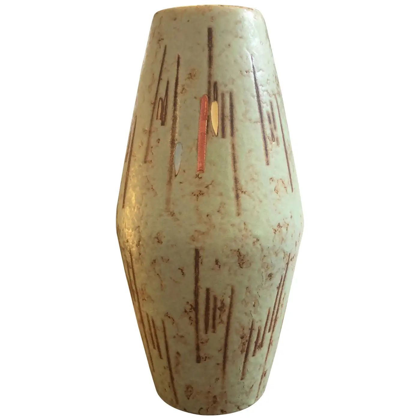 1960 Modernist Green Ceramic German Vase by Scheurich