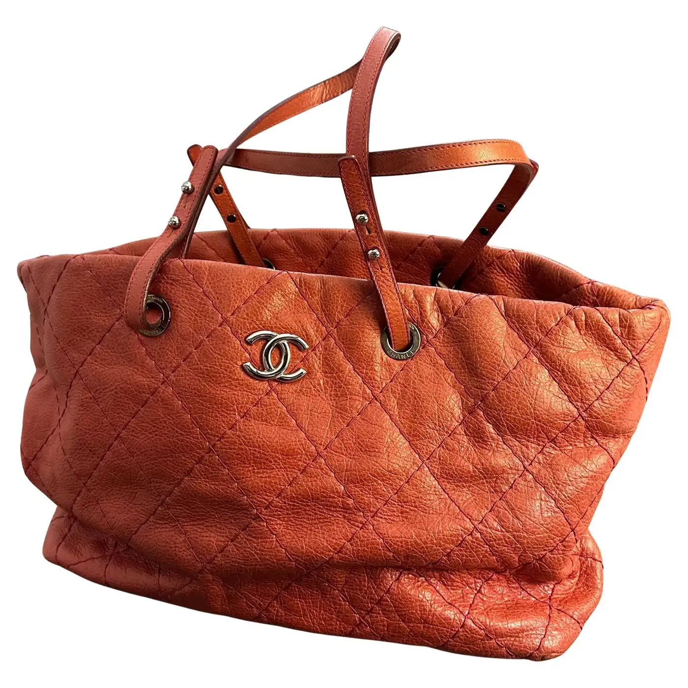 A 1990s Vintage Pink Leather Tote Bag By Chanel