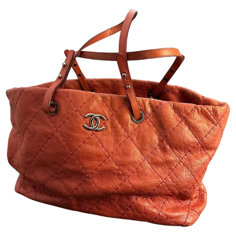 A 1990s Vintage Pink Leather Tote Bag By Chanel