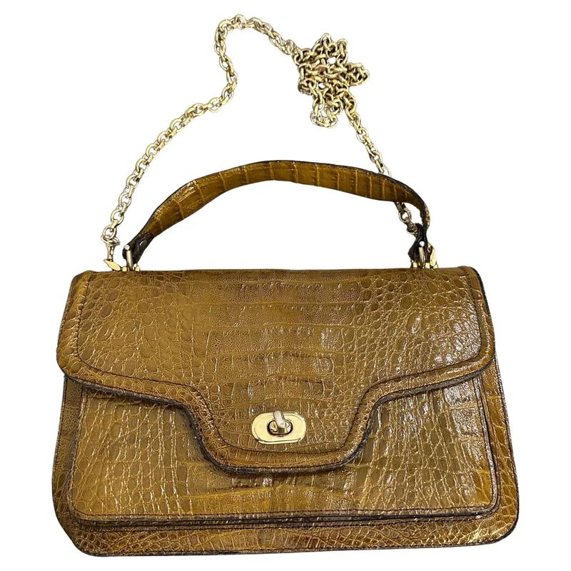 An High Quality 1960s Vintage Light Brown Leather Italian Shoulder Bag