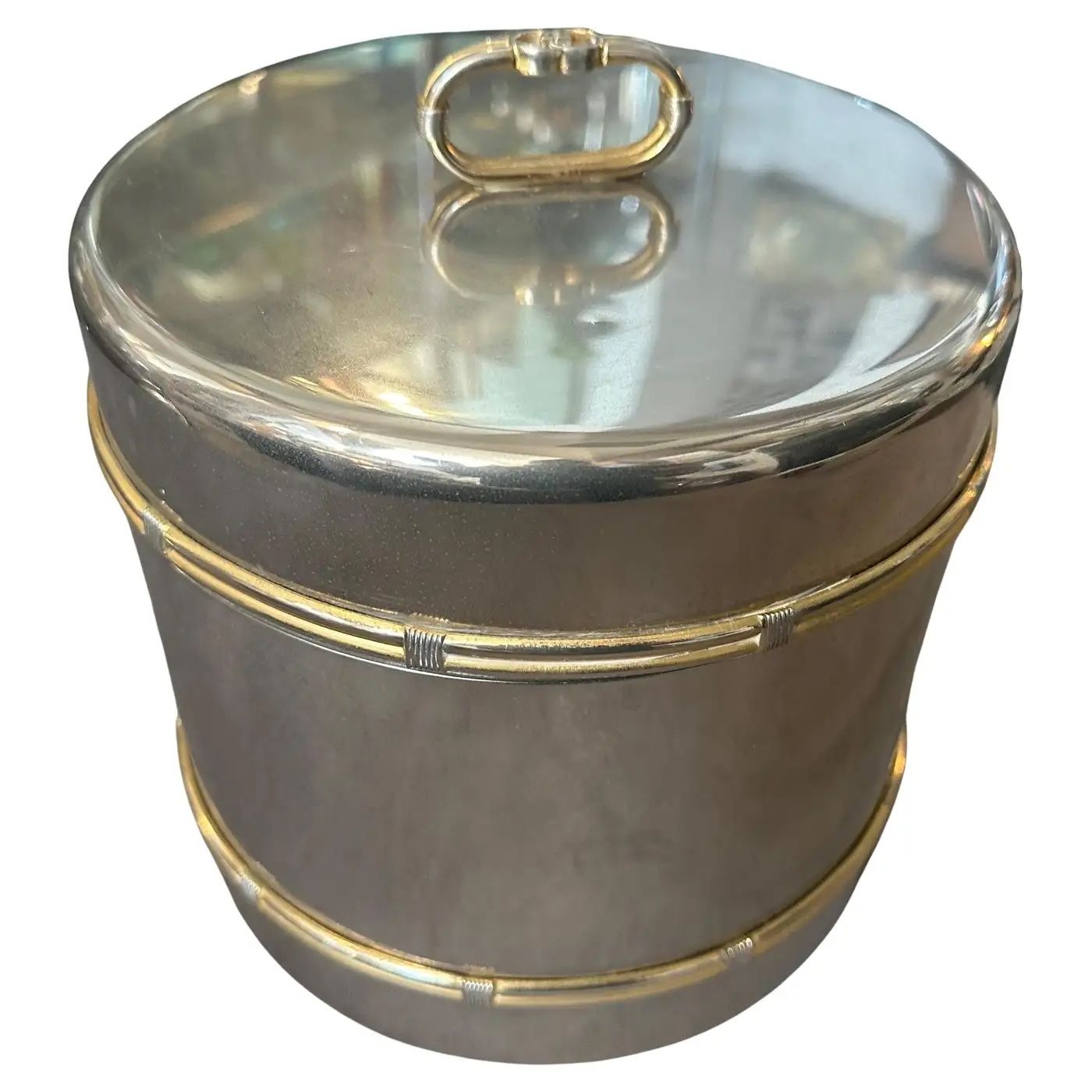 1970s Mid-Century Modern Silver Plated and Brass Ice Bucket by Gucci Firenze