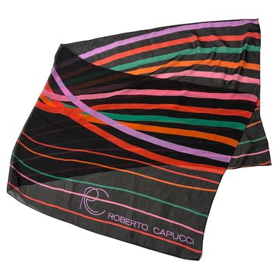 1980s Polychrome Italian Long Silk Scarf by Roberto Capucci