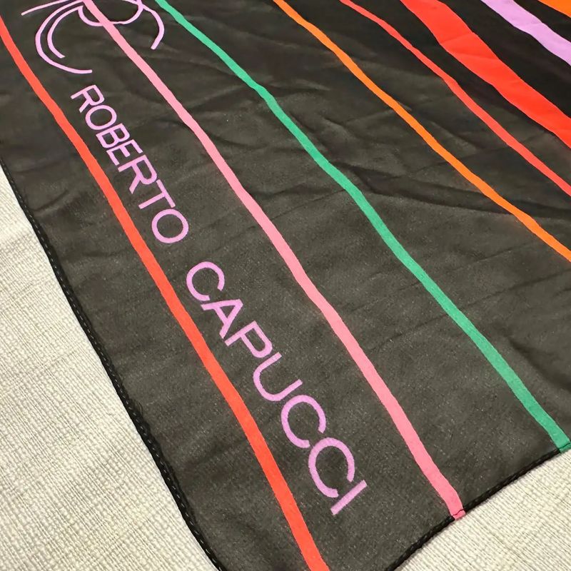 1980s Polychrome Italian Long Silk Scarf by Roberto Capucci