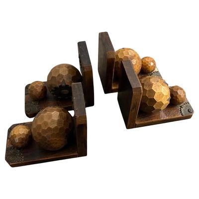 Set of Four 1930s Art Deco Wood and Iron French Bookends