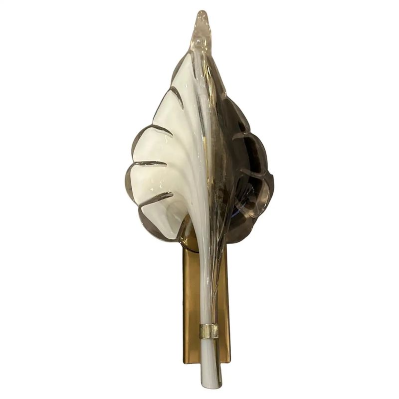 A 1970s Mid-Century Modern Murano Glass Leaf Wall Sconce by Franco Luce