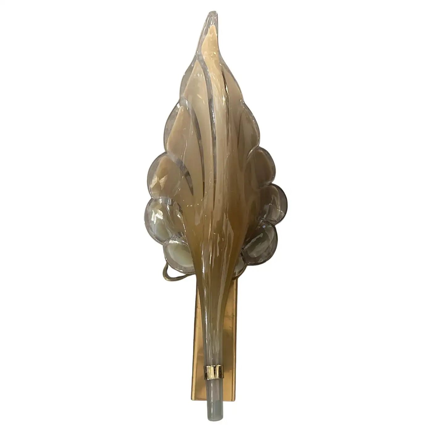 A 1970s Mid-Century Modern Brown Murano Glass Leaf Wall Sconce by Franco Luce