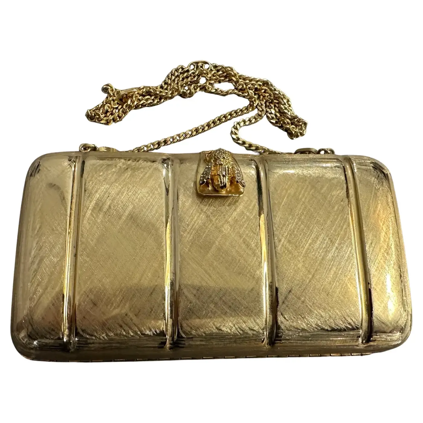 1980s Retro Brass Evening Bag by Scheilan Firenze