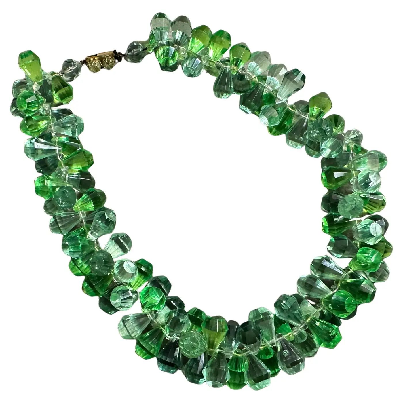 1950s Beaded green Crystal Italian Necklace 1950s Beaded green Crystal Italian Necklace