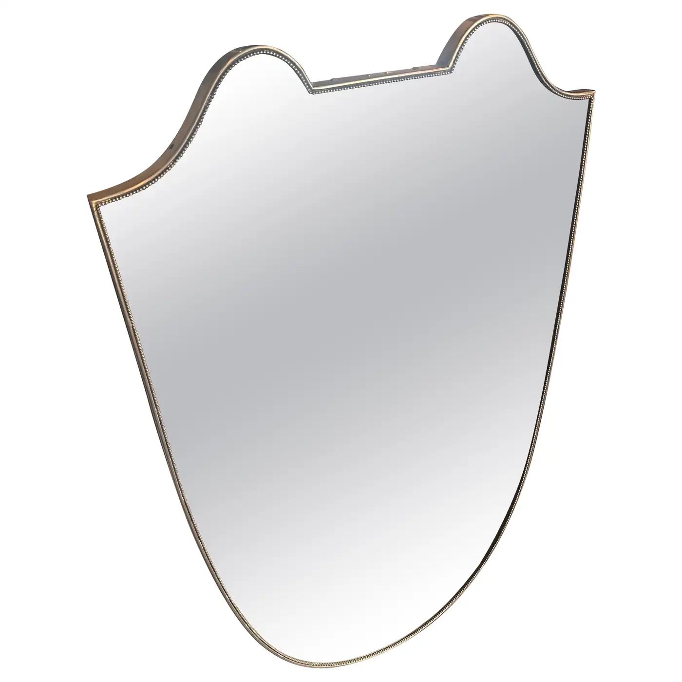 1960s Gio Ponti Style Mid-Century Modern Shield Shaped Italian Big Wall Mirror