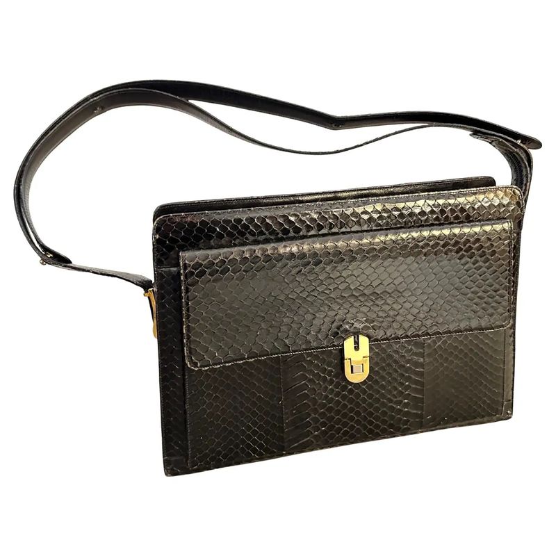 A high Quality 1950s Vintage Brown Leather Italian Evening Bag by Salvati