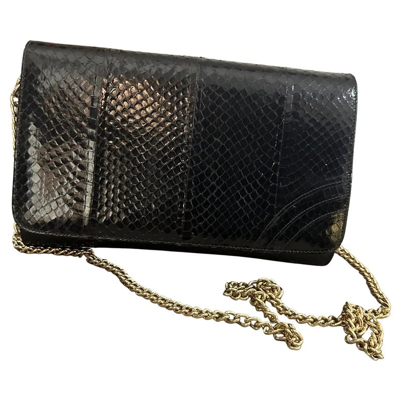 1960s Vintage Black Leather Italian Shoulder Bag by GM Line