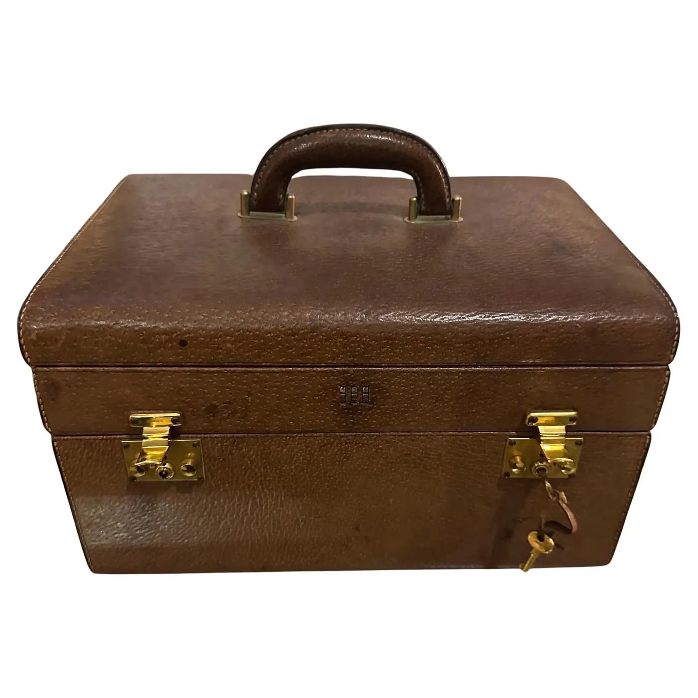 A 1970s Elegant Brown Leather Beauty Case by Gucci