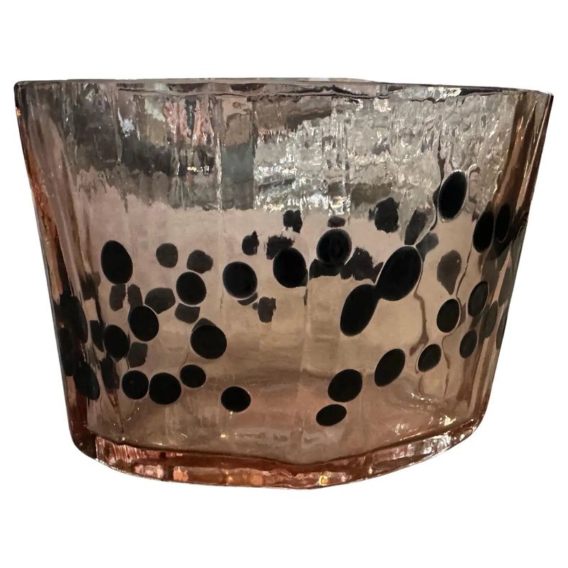 1960s Modern Purple and Black Murano Glass Vase by Fulvio Bianconi for Venini