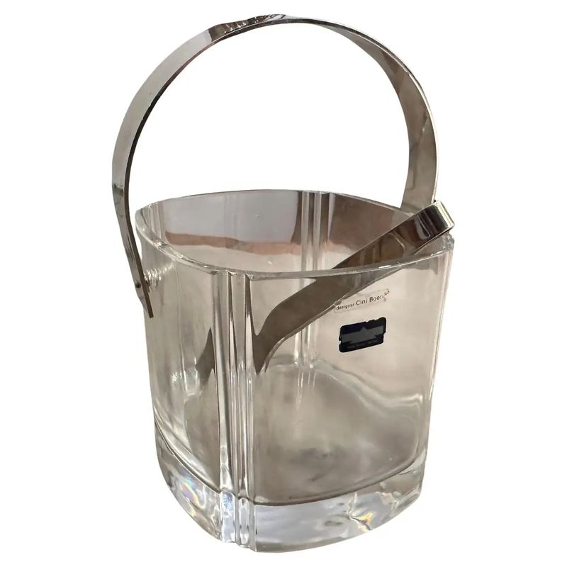 A 1970s Modern Arnolfo Di Cambio Ice Bucket with a Lino Sabattini Ice Tongs