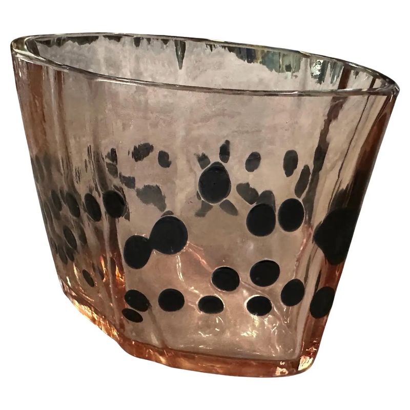 1960s Modern Purple and Black Murano Glass Vase by Fulvio Bianconi for Venini