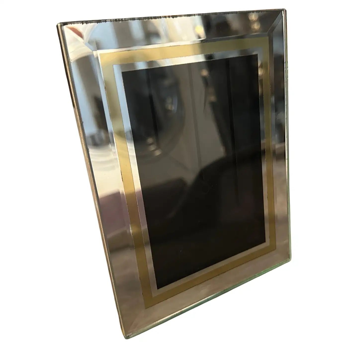 1970s Romeo Rega Style Mid-Century Modern Brass and Mirror Italian Picture Frame