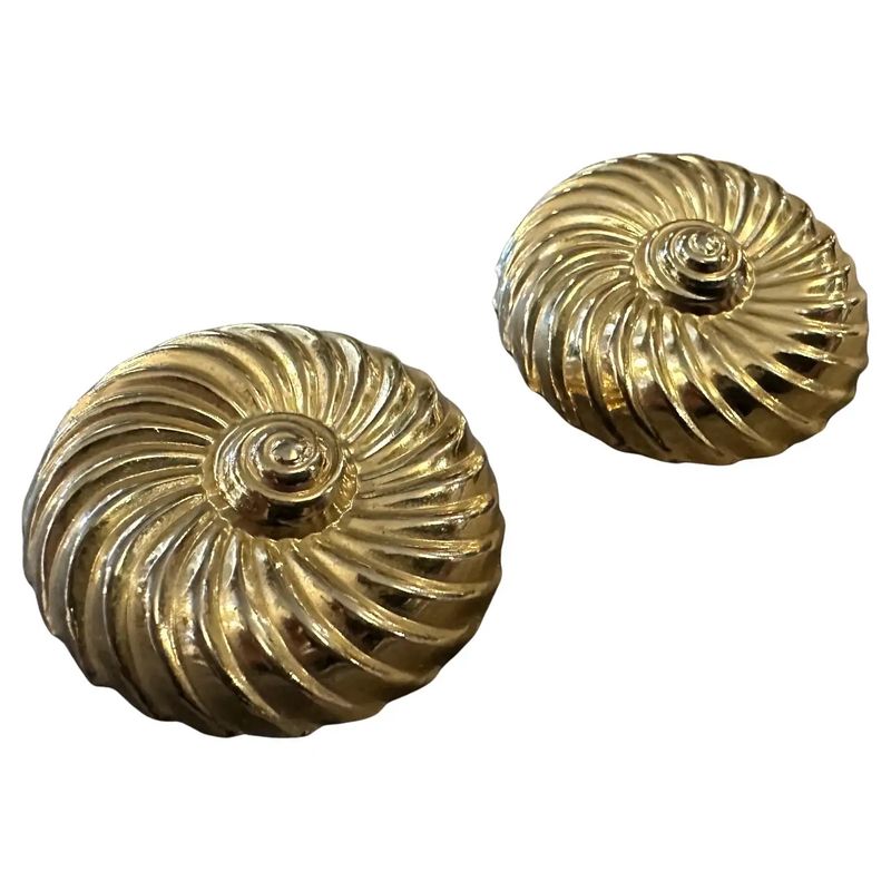 1970s Brass Twisted Torchon Spiral Earrings