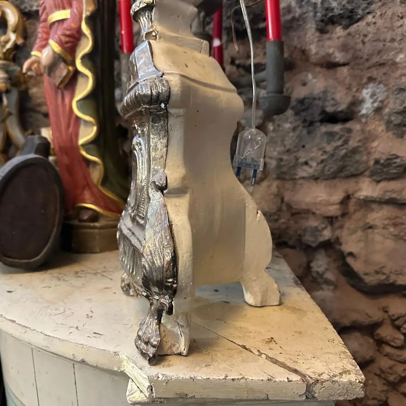 Louis XV Wood and Metal Italian Torchere Mounted as a Table Lamp
