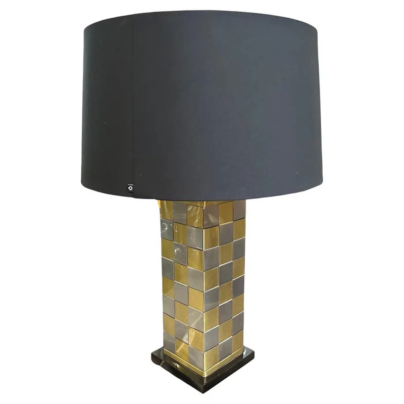 1970s Mid-Century Modern Metal Italian Table Lamp in the manner of Willy Rizzo