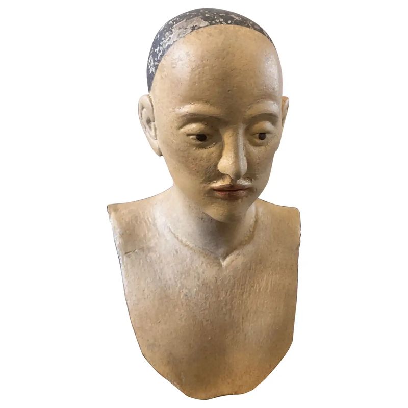 A Lacquered Wood Sicilian Bust of a Woman