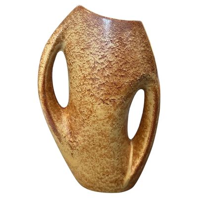 1970s Modernist Amber and Brown Ceramic Italian Vase by Giovanni Bertoncello