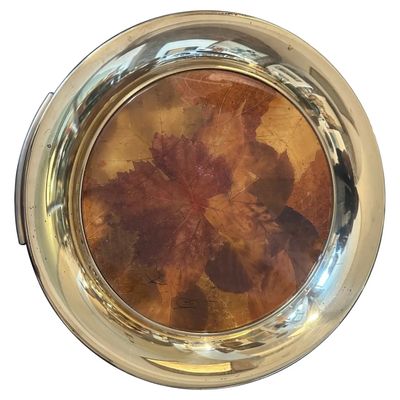 1970s Mid-Century Modern Lucite and Brass Italian Round Tray